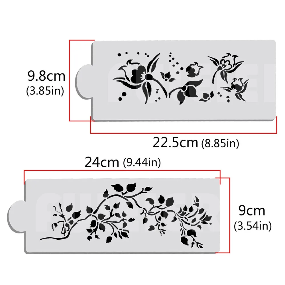 Cake decoration tools 2pcs/set Flower shape cake stencil Food grade PET Pattern Printing design fondant | Дом и сад