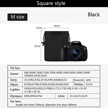 Square -M size-black Сумка BUBM для объектива камеры - Цвет: Square -M size-black