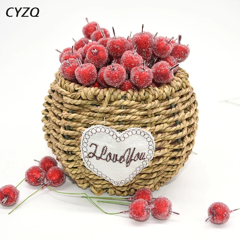 10 шт./лот 2 см мини красное яблоко искусственные тычинки фруктовые ягоды Ложные