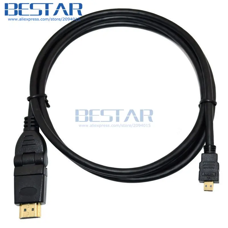 

(100pcs/lot) Micro HDMI to 360 degree Swivel Adjustable angled HDMI D TO A Type Cable Cord Micro-HDMI Cables 0.5m 1m 1.5m 3m 5m
