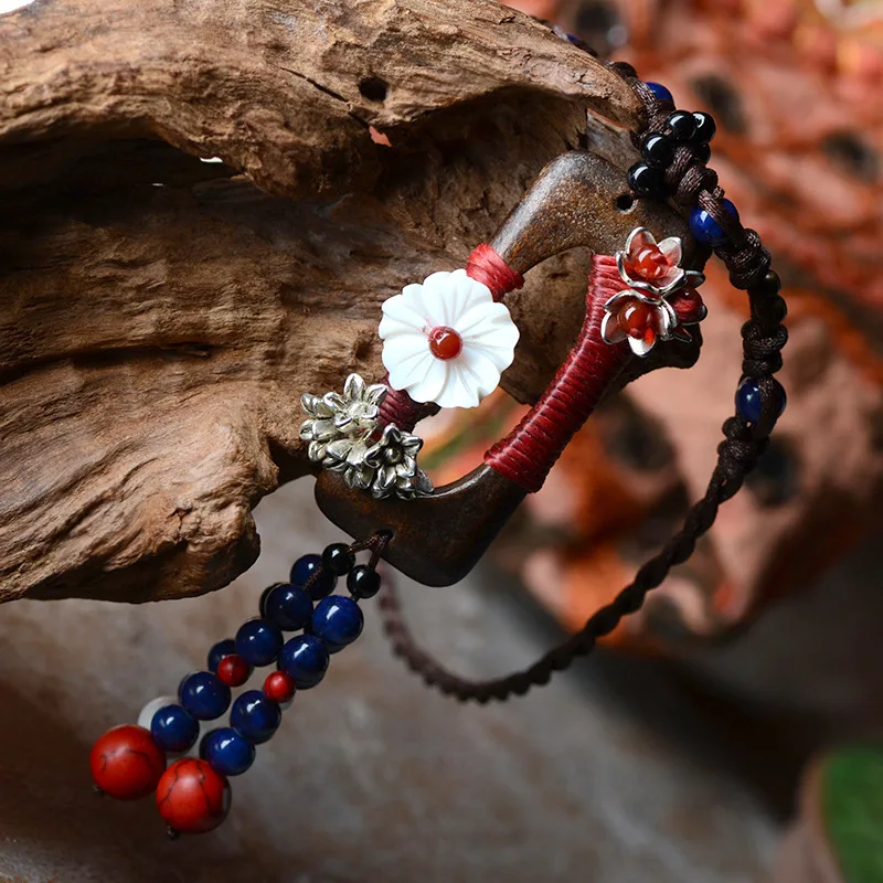 Винтажное длинное деревянное геометрическое ожерелье с подвеской для женщин