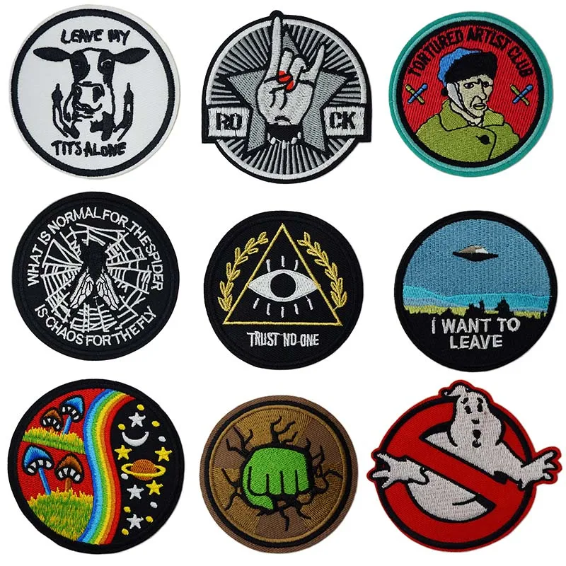 ПРИШИТАЯ вышитая аппликация Alien Eye Round Hill cool Iron On Patches для куртки наклейки на одежду