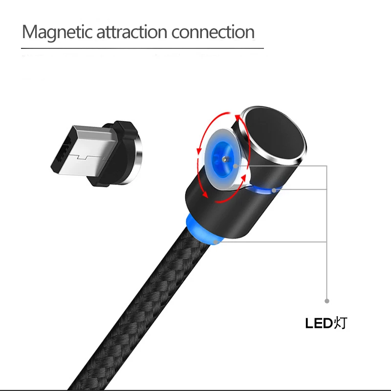 Вращающийся локоть Магнитный кабель для передачи данных Micro usb type C кабели зарядки