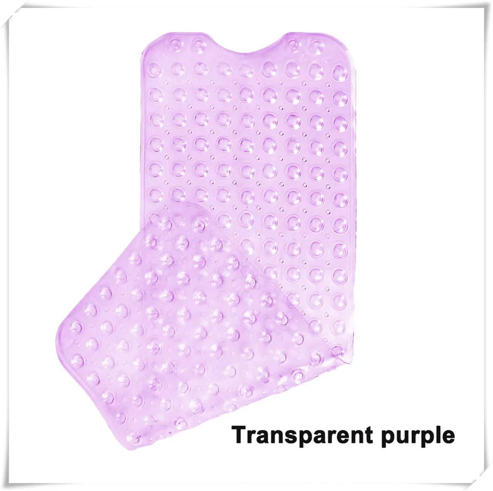 Transparent Purple MSJO Противоскользящий коврик для ванной для детей, коврик для душа, присоска для ванной комнаты, массажный Противоскользящий коврик для ванной из ПВХ 40x100 см - Цвет: Transparent Purple