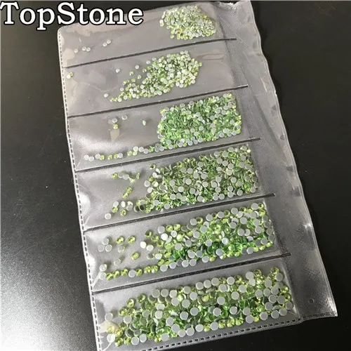 TopStone 1600 шт./лот, смешанные размеры SS4~ SS12, горячая фиксация, стразы с плоской задней стороной, 6 размеров s для рукоделия, клей для дизайна ногтей, Кристальное украшение - Цвет: Peridot