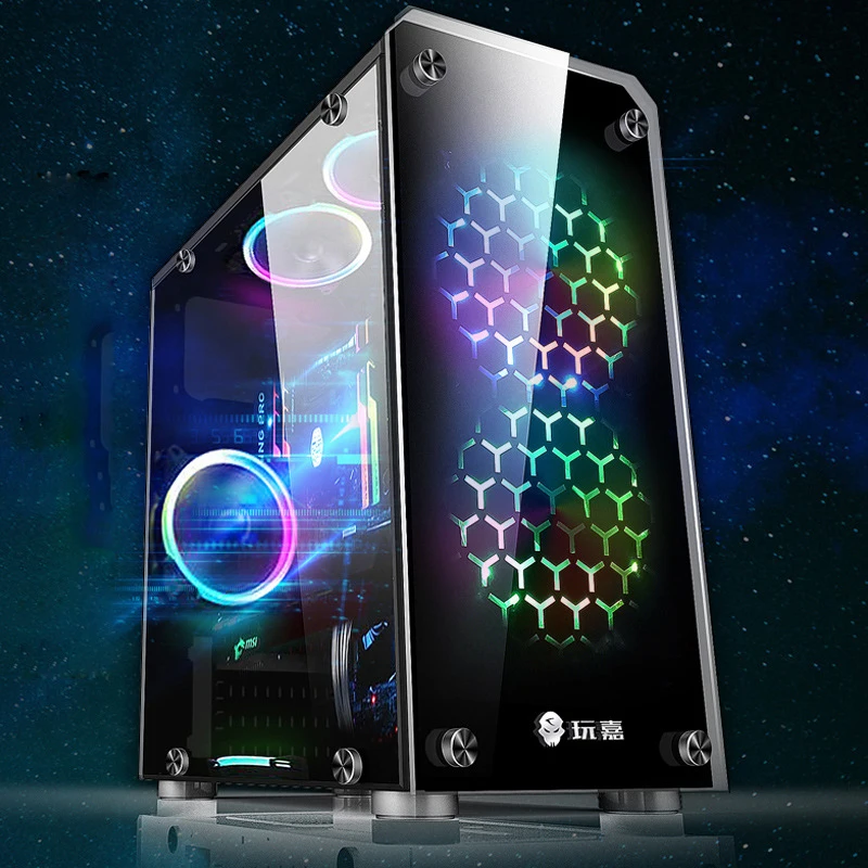 386x180x386 мм мини ATX игровой компьютер PC корпус материнская рама полнобоковое прозрачное закаленное стекло RGB водяное охлаждение шасси