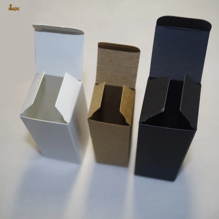 

100pcs/lot 2.6x2.6x5.5cm White Black Kraft Paper Box Lipstick Perfume Essential Oil Bottle Packaging Boxes Valve Tube Package