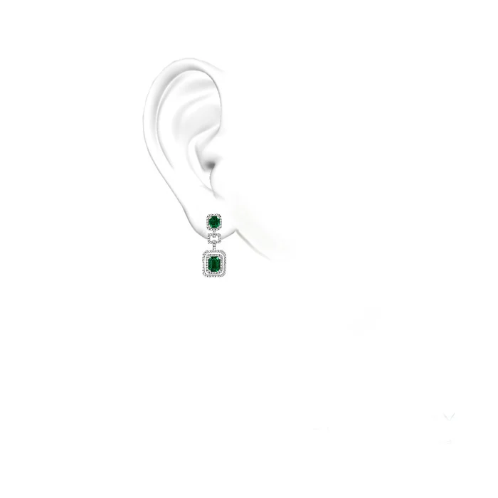 Qi Xuan_Plant jewelry_элегантный зеленый камень Мода Earrings_S925 Твердые Серебристые зеленые