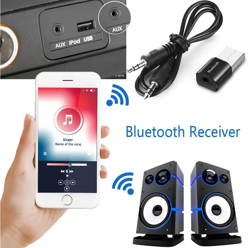Мини Bluetooth аудио AUX автомобильный адаптер приемника 3 5 мм беспроводной