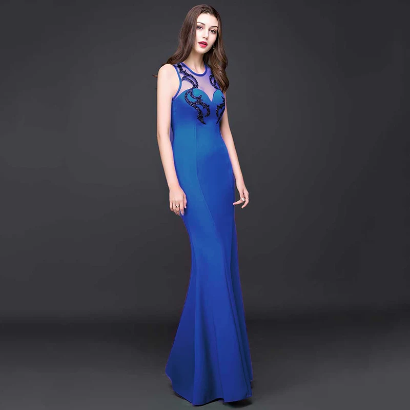 Голубое Прозрачное Сетчатое и хлопковое сексуальное Клубное платье без рукавов