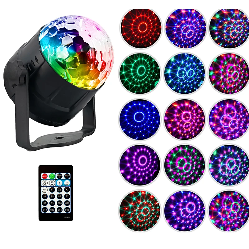 [LTOON]3 Вт мини 15 видов цветов кристалл магический шар звук активированный диско