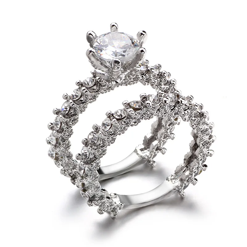 MOONROCY Silver Color CZ Wedding Engagement Rings Cubic Zirconia Crystal Ring Girls Womens Jewelry Wholesale Dropshipping Gift | Украшения