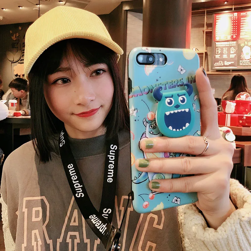 Мягкий чехол для iphone XS max Monsters, милый чехол Sullivan Mike для iphone 11 Pro 6 6s 7 8 plus, мультяшная оболочка+ подставка+ ремешок