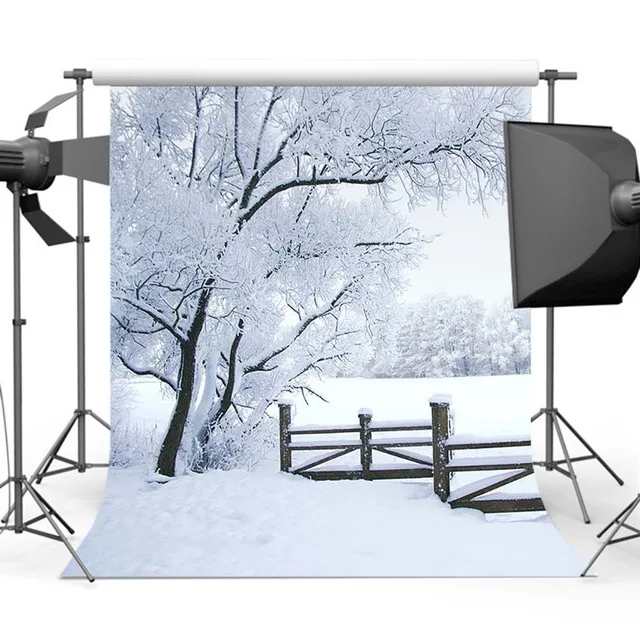 

5X7ft Vinyl Snow White trees forest Photography Backdrop Winter Forest Background for Photo Studio 6508