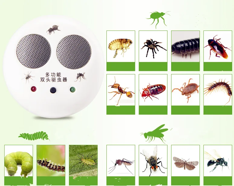 

2017 New High efficiency without radiation without noise multi-function double head ultrasonic electronic mosquito repellent