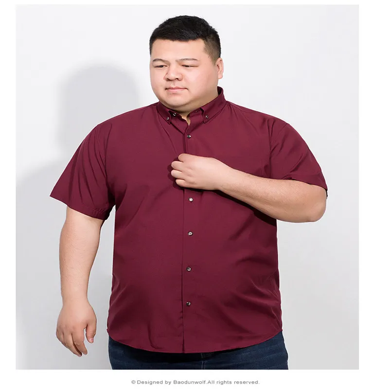 Plus size 8XL 7XL 2018 Summer Cotton Men Short Sleeve Shirts Solid Business Working Wear Casual Male Shirt Oxford | Мужская одежда