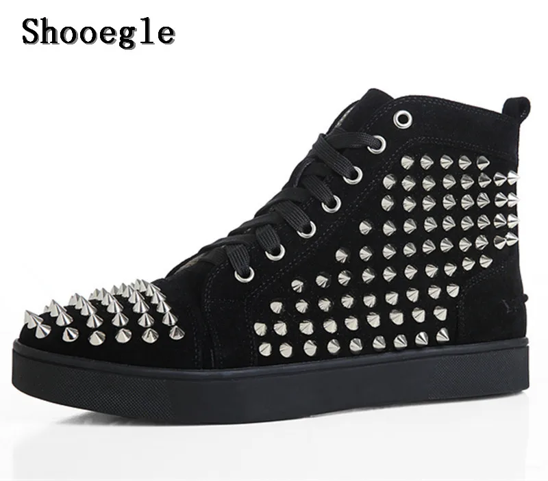 SHOOEGLE/большие размеры 39 47 Chaussure Homme Мужские замшевые стильные кроссовки с шипами