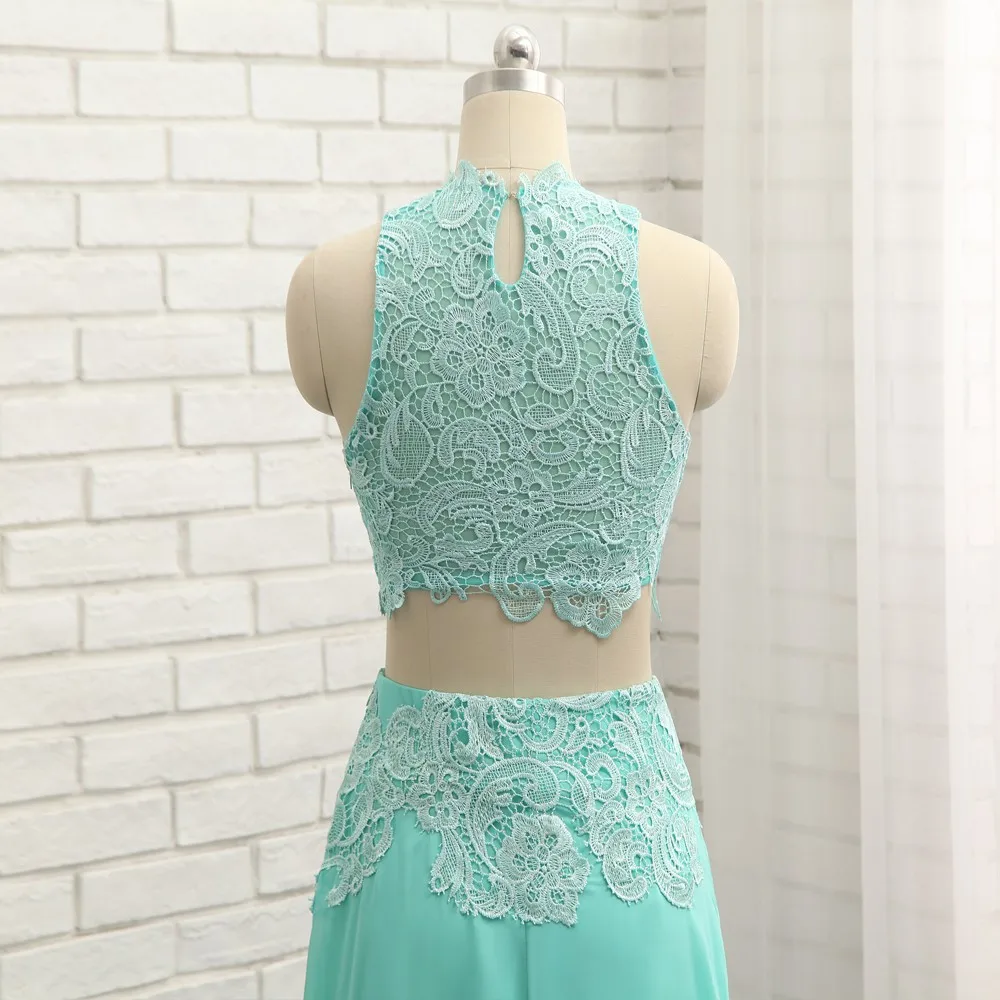 Шифоновое платье с высоким воротником мятно зеленого цвета|prom dresses|long promprom evening