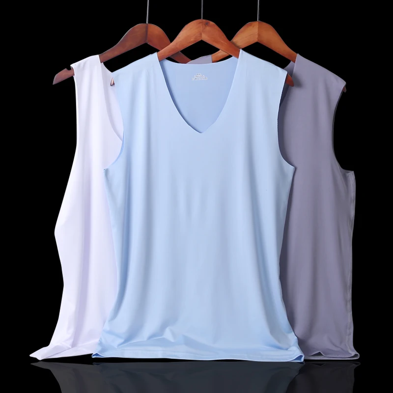 Летняя мужская бесшовная Майка Canotte Ice Silk Tank Top удобный Стрингер Мышцы жилет без рукавов для бега фитнес тренажерный зал одежда