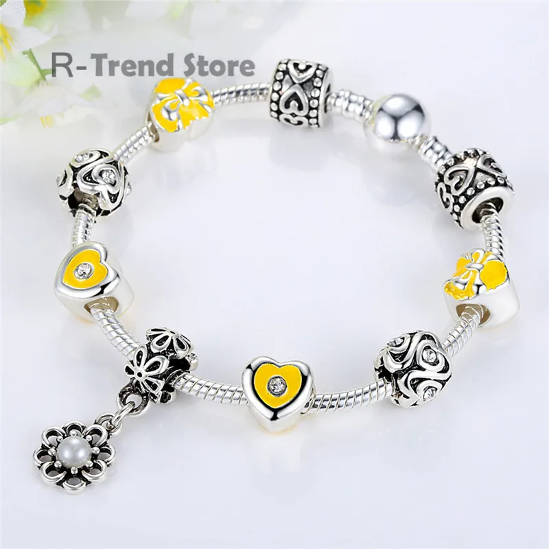 Цветок Для женщин Шарм браслет тибетские серебряные Бусины Браслеты DIY ювелирные