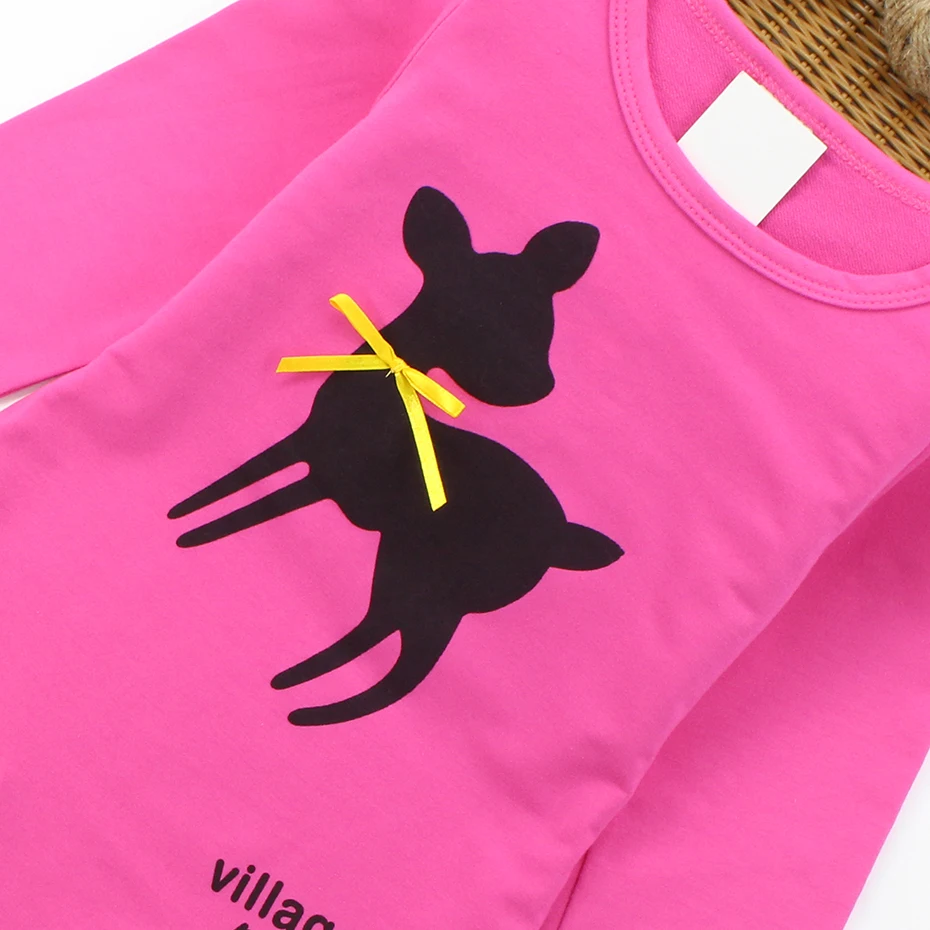 Детское платье для девочек с длинным рукавом и мультяшным оленем осенне-весеннее