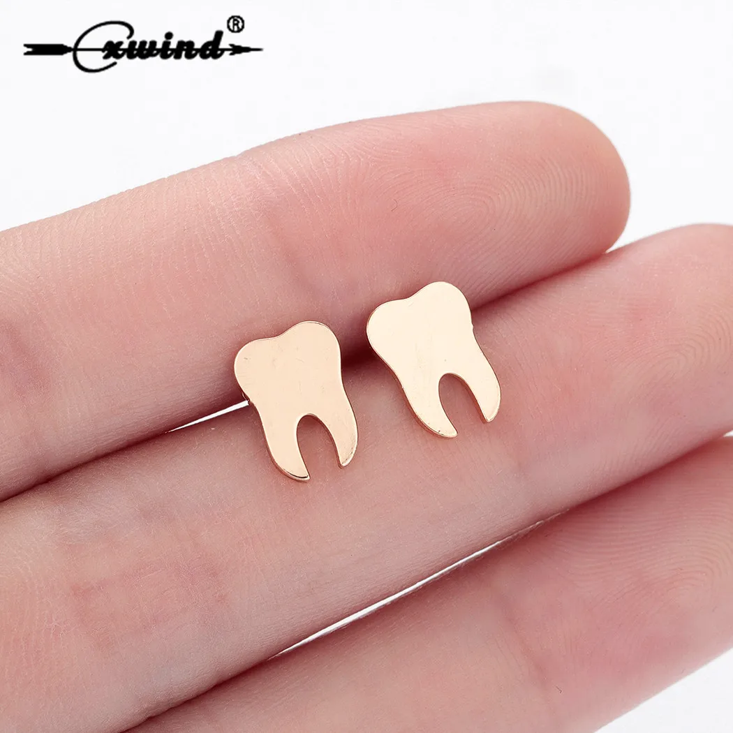 

Cxwind Newest Fashion Stainless Steel Tooth Earrings For Women Girl Punk Design Dental Charm Earrings Gift For Friend femme
