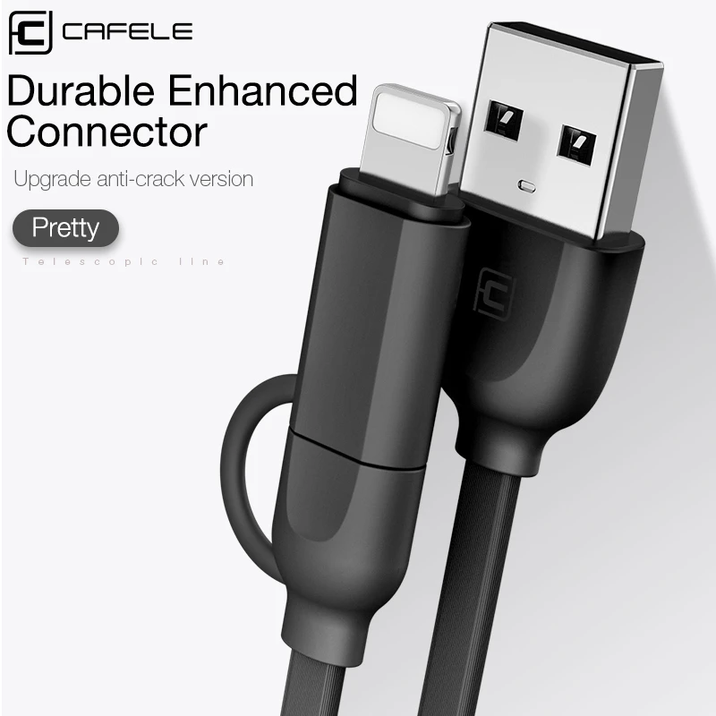 Cafele 2 в 1 Выдвижной USB кабель для iPhone Micro зарядного устройства портативный 6 кабель|Кабели мобильных телефонов|