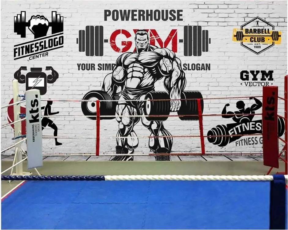 

WDBH Custom photo 3d wallpaper Brick wall exercise fitness club image wall living room 3d wall murals wallpaper for walls 3 d