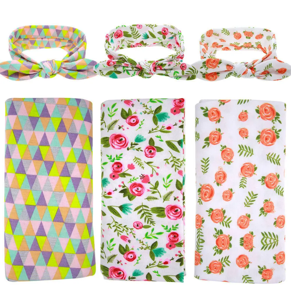Одеяло для пеленания с цветочным принтом новорожденных и детей постарше