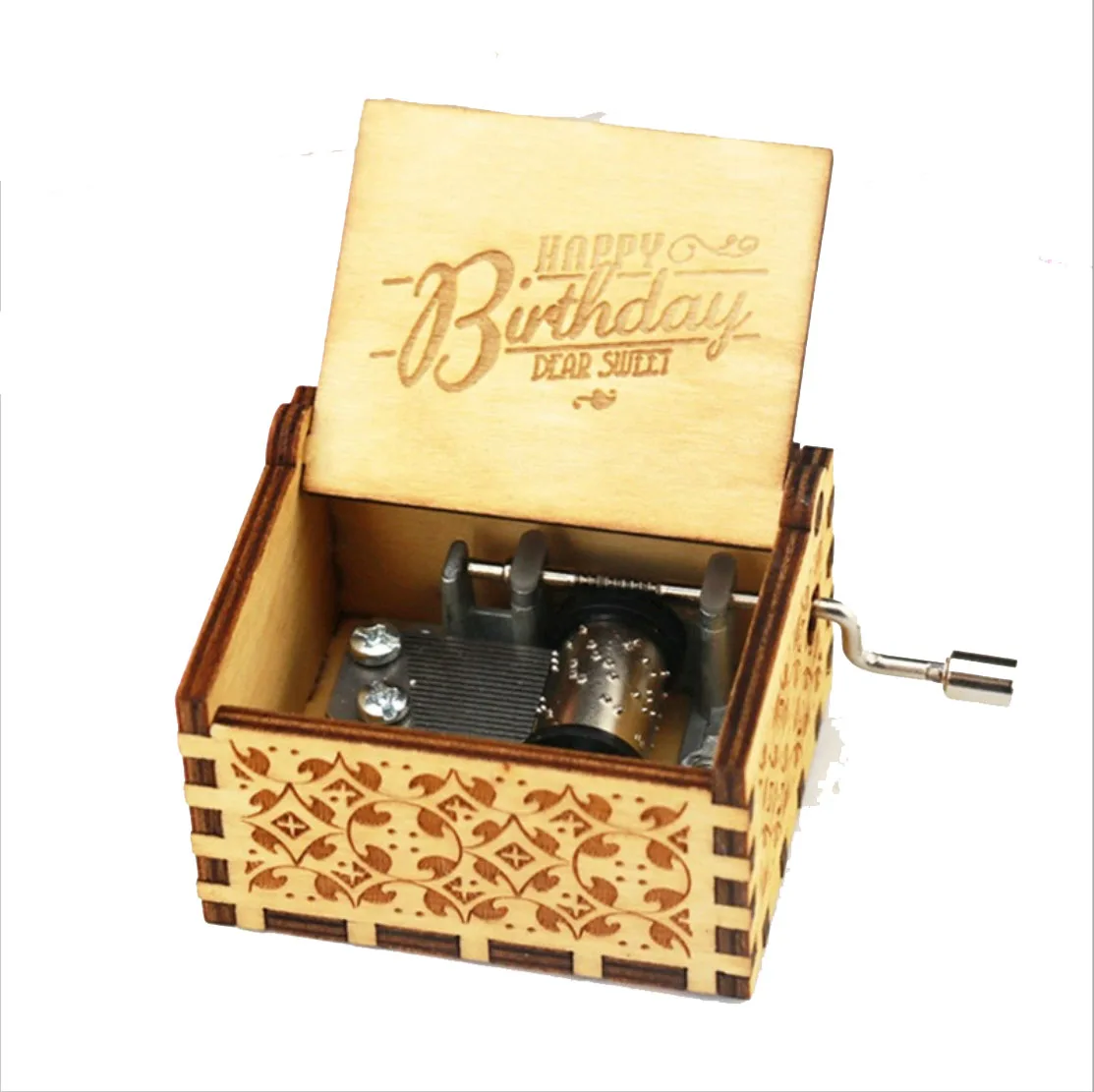 Деревянная музыкальная шкатулка ручная выкручивающаяся деревянный замок в небо