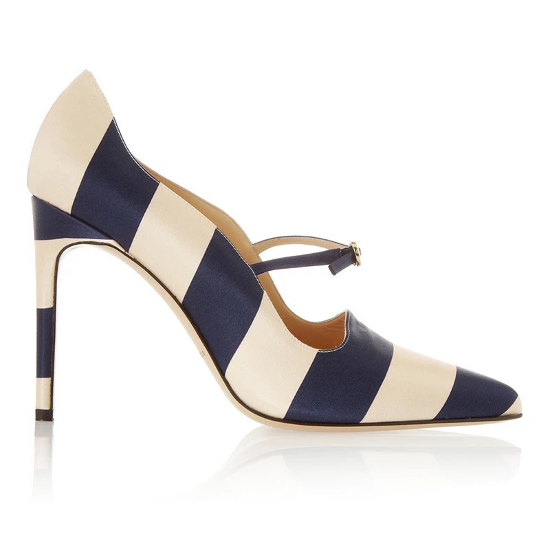 Женские атласные туфли на шпильке FSJ элегантные темно-синие и бежевые