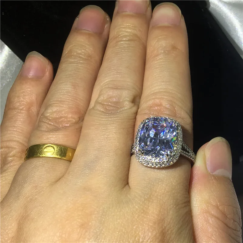 Choucong, большое роскошное кольцо, 925 пробы Серебряная подушка, 8ct, AAAAA, циркон, cz, обручальное кольцо, кольца для женщин, ювелирные изделия