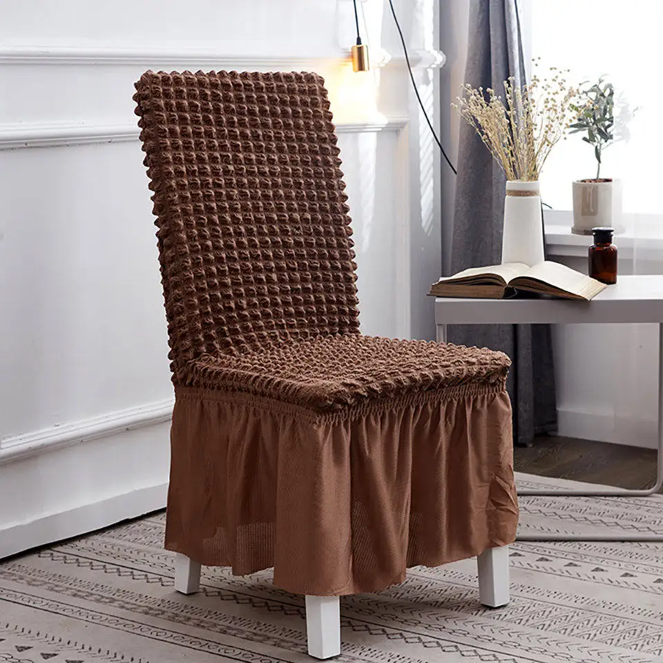 Light coffee color Пузырьковые решетки эластичные чехлы на кресла спандекс чехлы на стулья для кухни/столовой офисные чехлы на стулья со спинкой - Цвет: Light coffee color