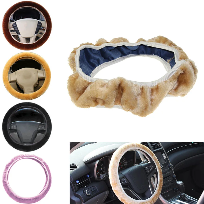 Популярный теплый плюшевый зимний чехол рулевого колеса автомобиля эластичные