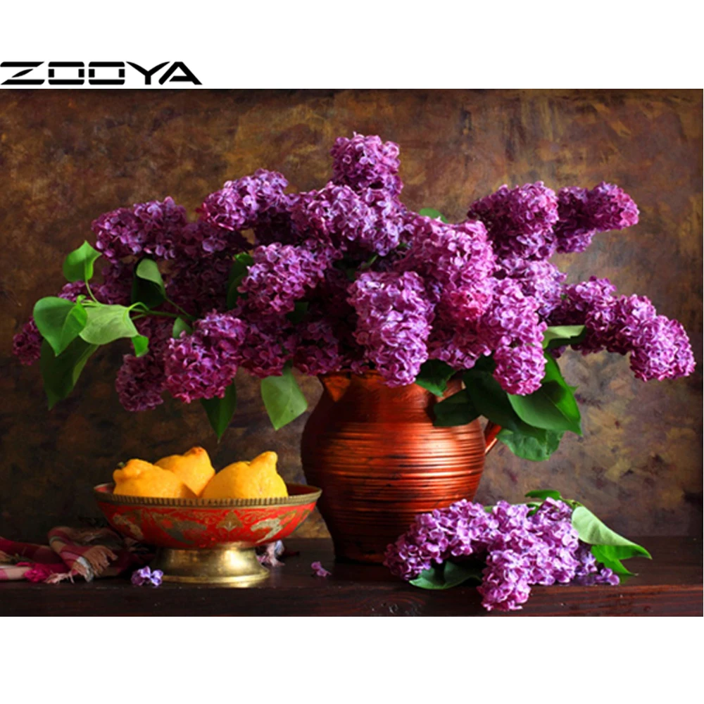 ZOOYA 5D DIY Алмазная Картина Вышивка крестом фиолетовые сиреневые цветы алмазная