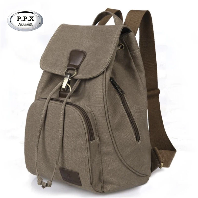 Женский холщовый рюкзак в стиле преппи однотонный на плечо для школьниц и