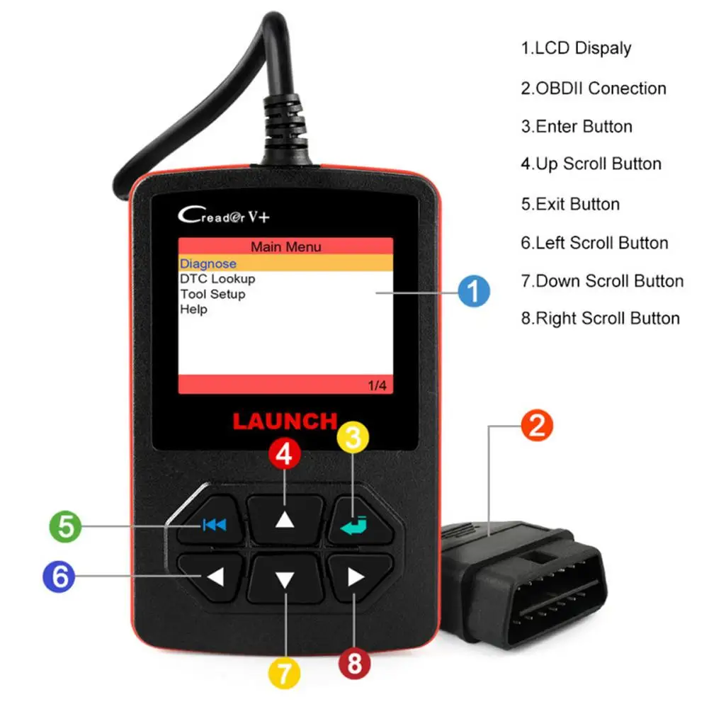 Launch X431 Creader V + OBD OBD2 Автомобильный сканер считыватель кодов неисправностей с