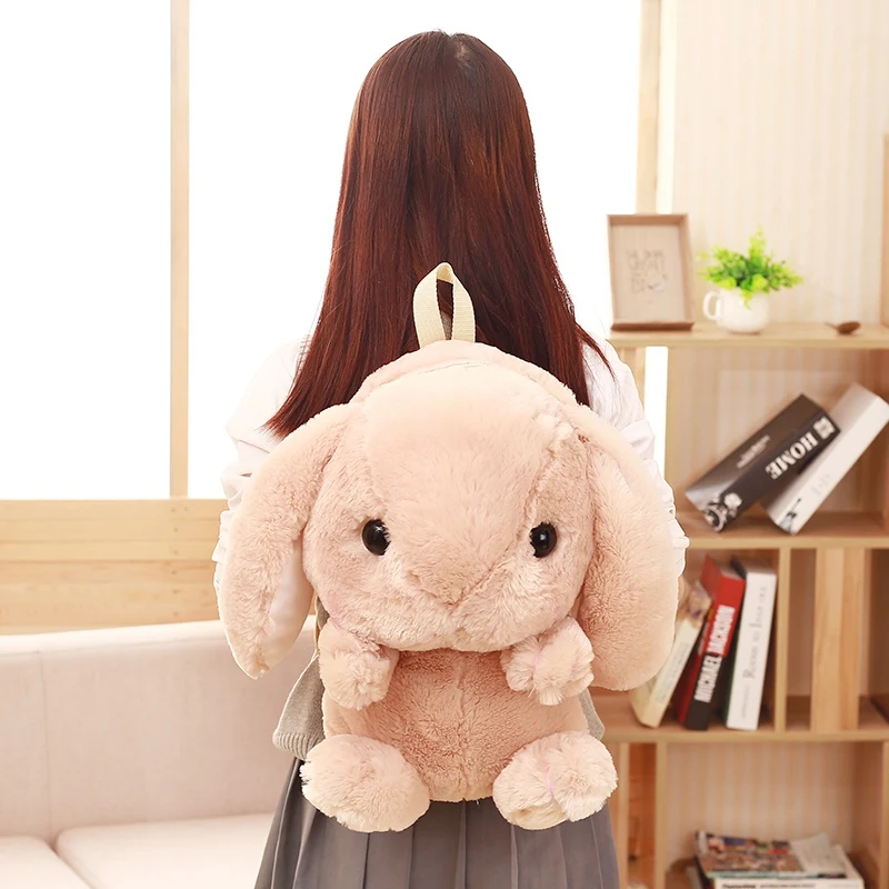 

52cm Long Ear Papa Lop Rabbit Plush Backpack Shoulder Bag Cute Rabbit Soft Stuffed Toy Bag For Girls Baby Kids Birthday Gifts