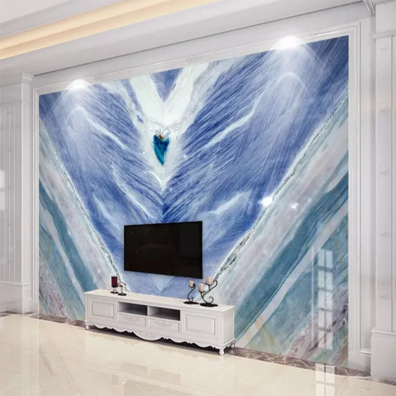 Пользовательские обои любого размера 3D средиземноморный синий мраморный МУРАЛ