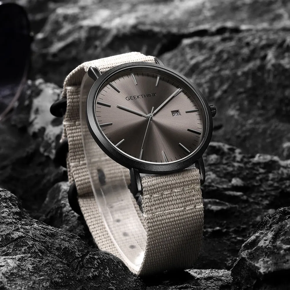 Ультра тонкие мужские часы кварцевые тканевые Relojes Простые аналоговые японские