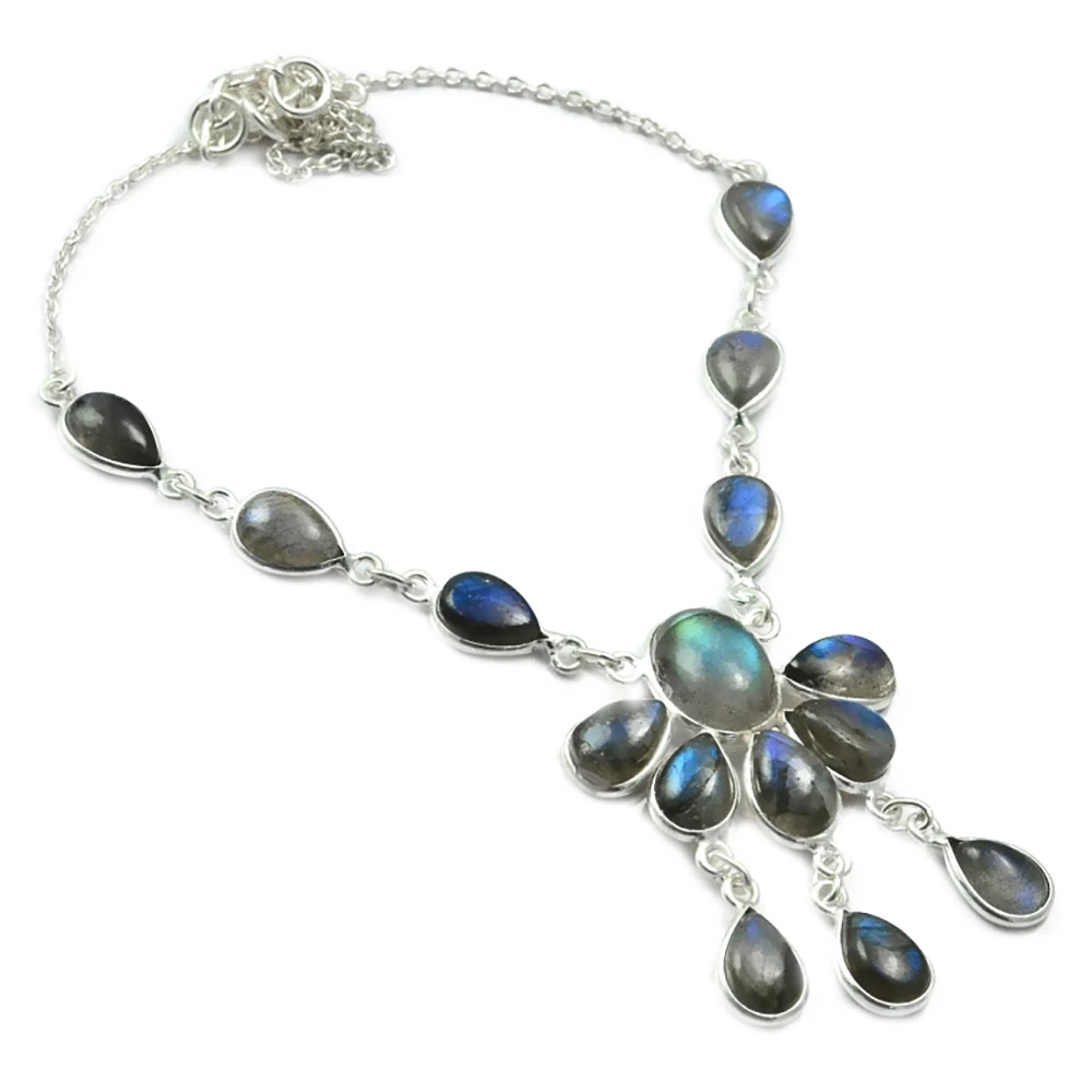 

Nature Labradorite Necklace 925 Sterling Silver, 45 cm, MHBNE0087