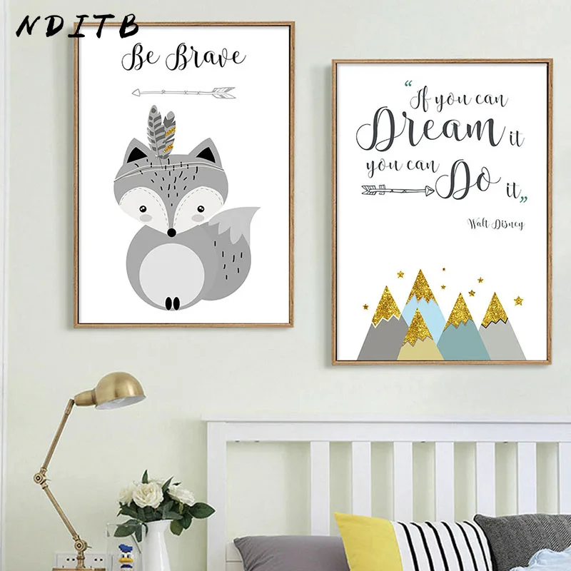 NDITB племя лесные животные лисы перо холст искусство фотопечать мультфильм