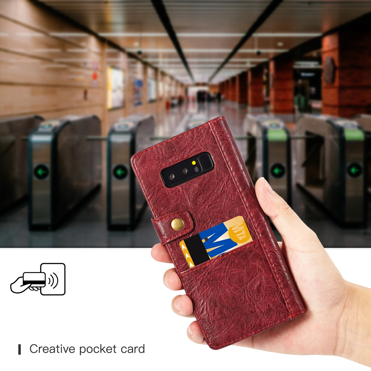 Подставка для samsung NOTE8 магнитных флип Винтаж прочный бумажник фоторамка Кожаная