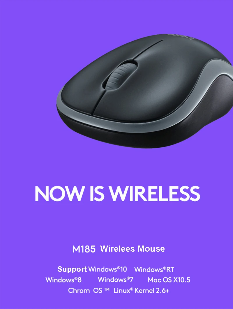 Беспроводная мышь logitech M185 1000 dpi 2,4 GHz офисная мышь для домашнего использования для ПК/ноутбука Windows мышь для Mac с USB Nano приемником