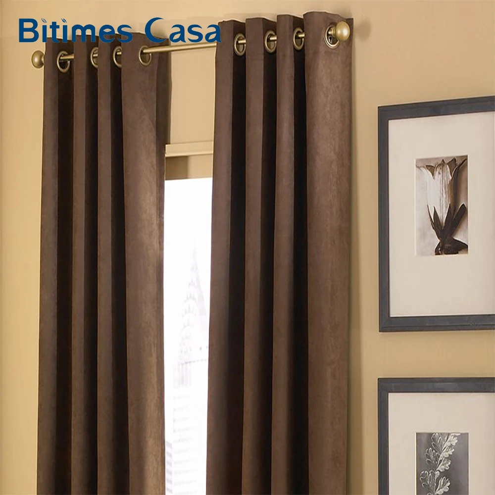 

Luxury Suede Full 100% Blackout Windows Curtain Drapes Panel Lined For Living Room Bedroom Interior Home Decoration 3-layer