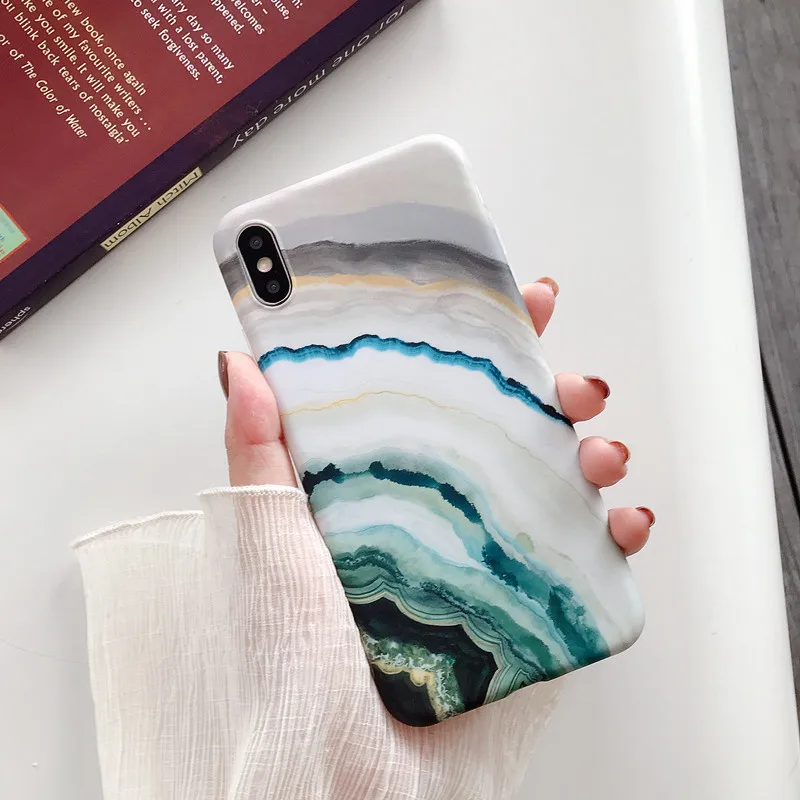 LACK ретро текстура мрамор мягкий IMD чехол для телефона для iPhone 11 11Pro Max X XS Max XR 6 6S 7 8 Plus карамельный цвет матовая задняя крышка