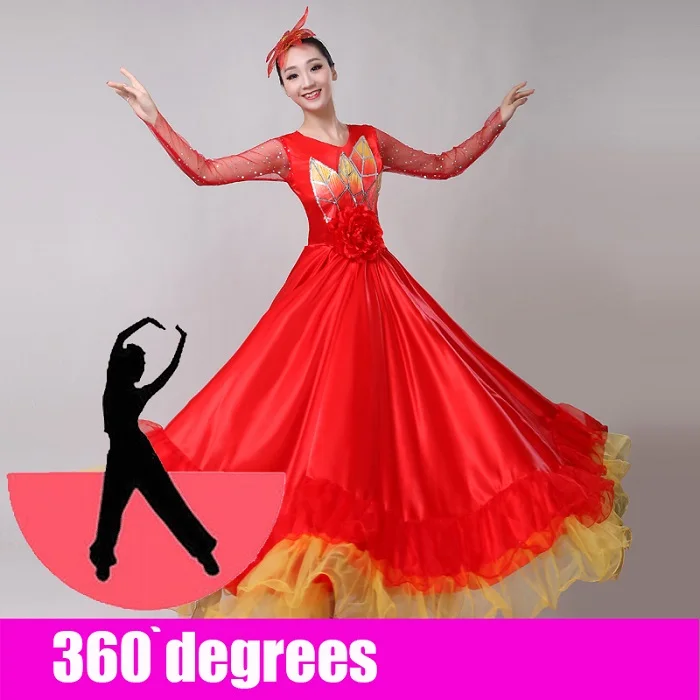 360 degree Испанское платье леди фламенко платья испанская одежда для танцоров Gipsy костюмы для женщин одежда для сцены 6 цветов DN3577 - Цвет: 360 degree