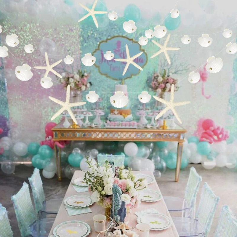 3 м Морская звезда ракушки Звездный баннер Русалка Вечерние гирлянды для дня