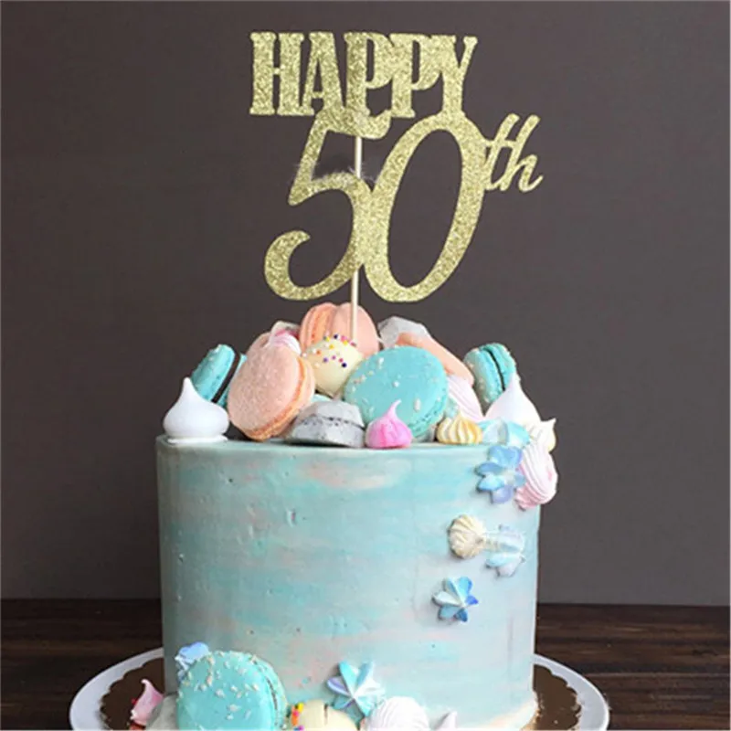 Chicinlife 1 шт. золотистый Топпер для торта с 30 го/40 го/50 го 60 годов взрослых на день