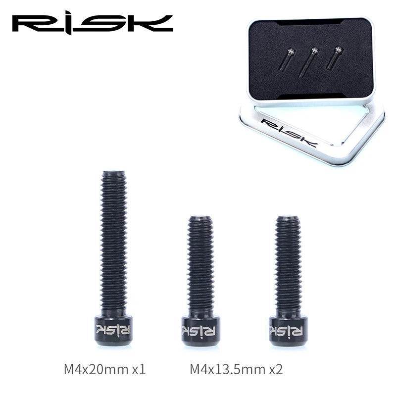 3pcs Black RISK M4* 13,5/M4x20 мм велосипед из титанового сплава передние/задние болты для переключателя скоростей велосипеда для MTB велосипеда SHIMANO XT SRAM регулировочный винт - Цвет: 3pcs Black
